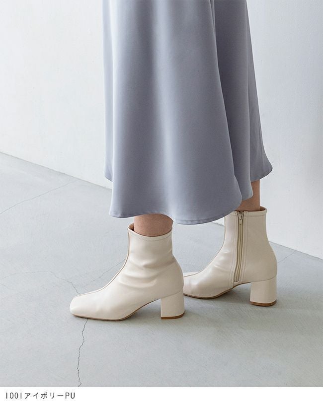 menue (メヌエ) 斜め切替デザイン スクエアトゥ 6cmヒール ショート