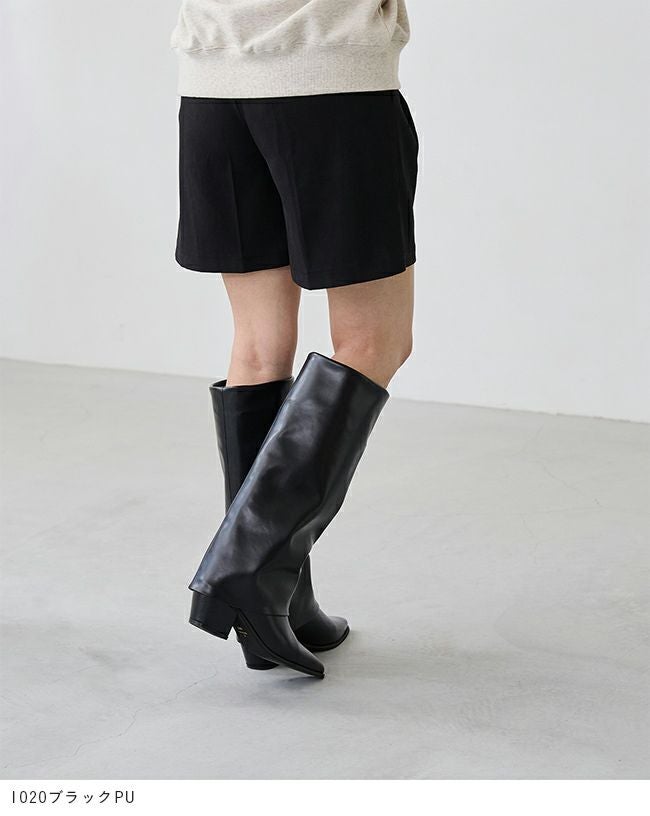 menue (メヌエ) ポインテッドトゥ ワイドシャフトロングブーツ 送料