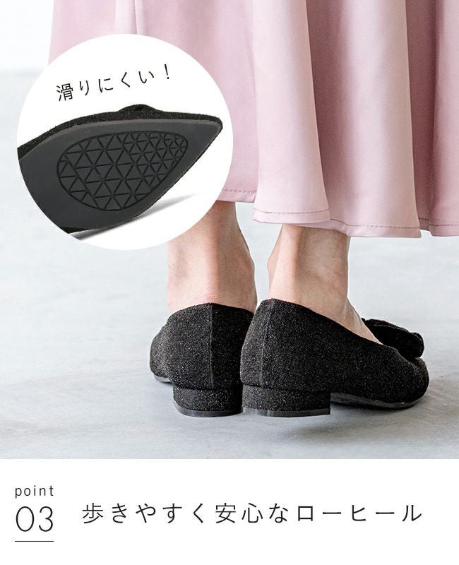 menue (メヌエ) ローズモチーフ ローヒール パンプス 送料無料