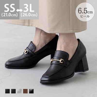 menue (メヌエ) スクエアトゥ 6.5cmヒール ローファー