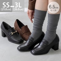 menue (メヌエ) スクエアトゥ 6.5cmヒール ローファー