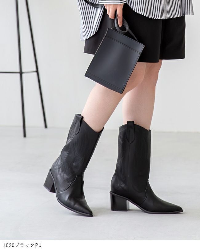 menue (メヌエ) 刺繍入り ウエスタンブーツ 送料無料 | welleg