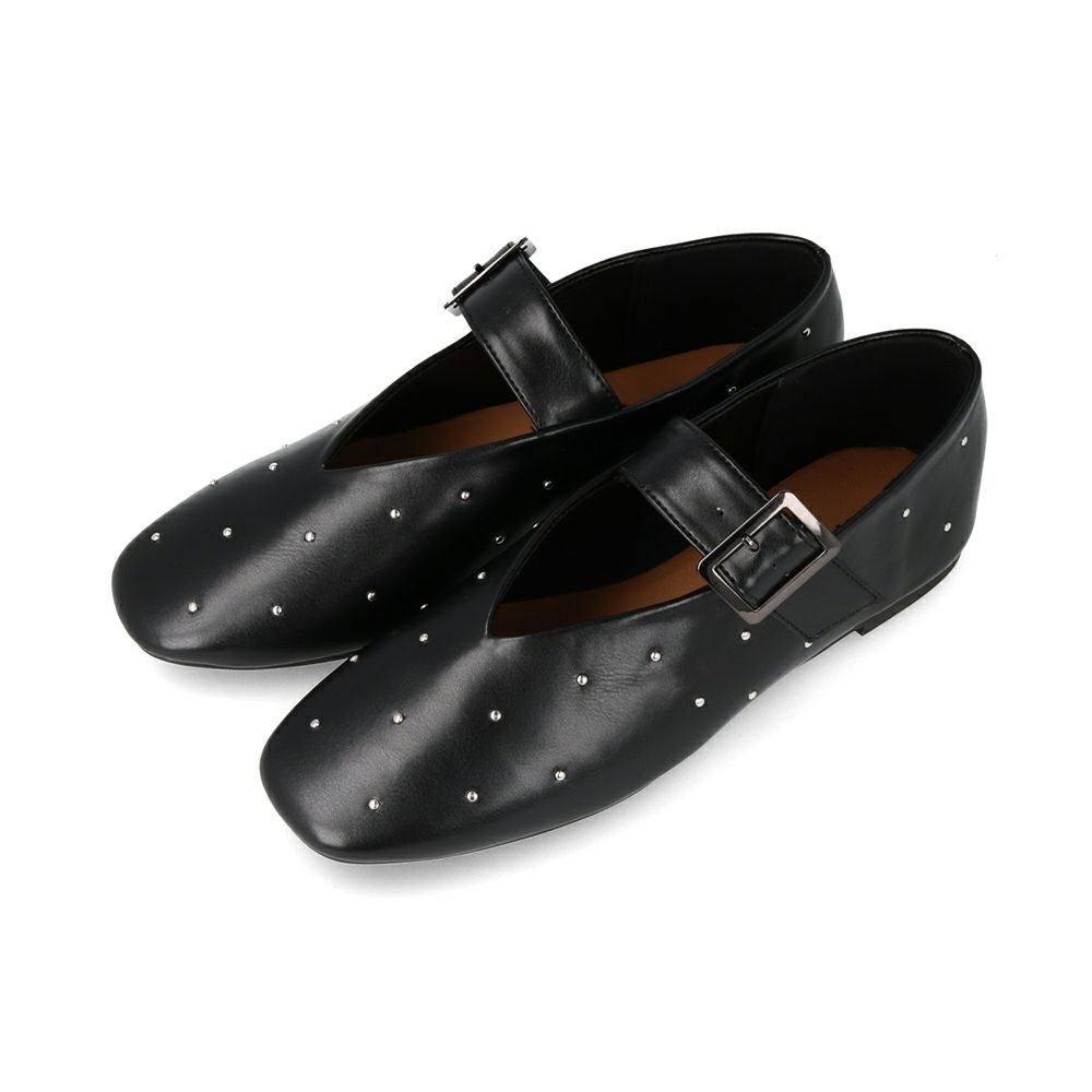 menue (メヌエ) スタッズ メリージェーン フラットシューズ 送料無料