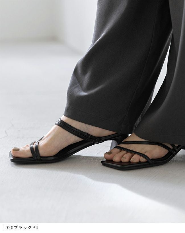 menue (メヌエ) 多連ストラップ デザインヒール ミュールサンダル 送料