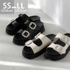ビジューバックル 厚底サンダル