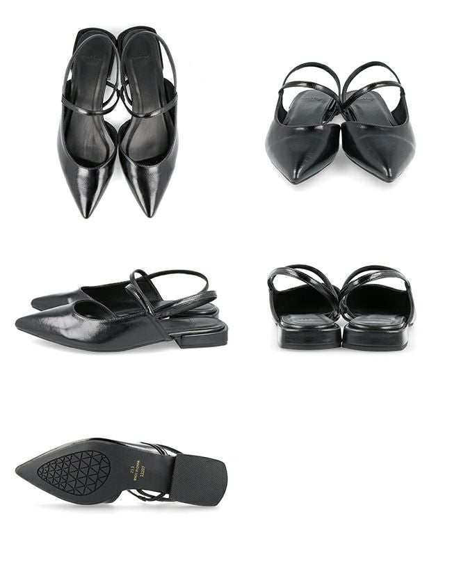 ポインテッドトゥ ストラップ スリングバックパンプス 送料無料