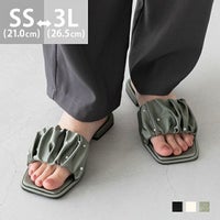 menue (メヌエ) パール ギャザー スクエアトゥサンダル