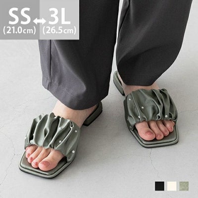 menue (メヌエ) パール ギャザー スクエアトゥサンダル