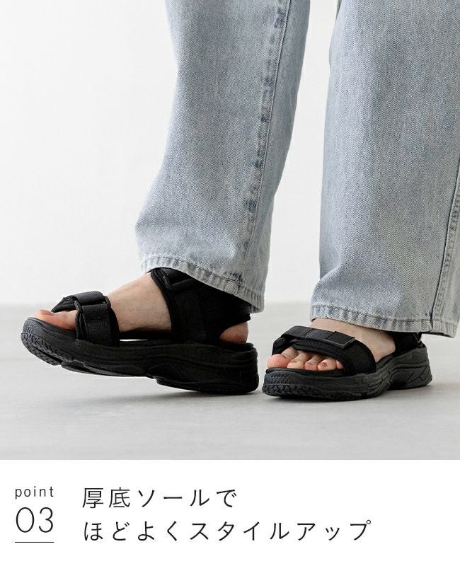 moz (モズ) シンプル 面ファスナー スポーツサンダル 送料無料
