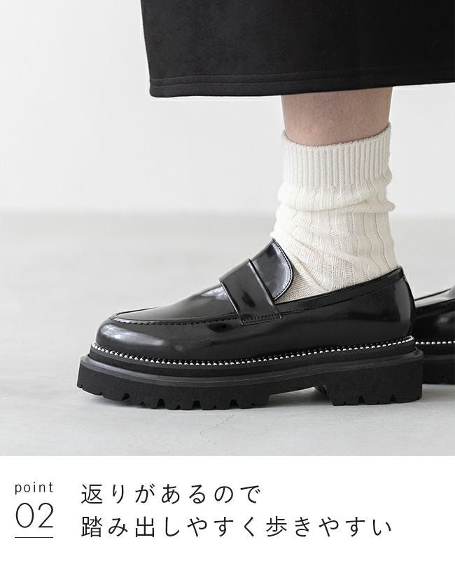 menue (メヌエ) スタッズ トラックソール 厚底ローファー 送料無料