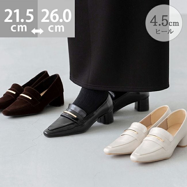 スクエアトゥ ゴールドビット ヒール ローファー 送料無料 | welleg