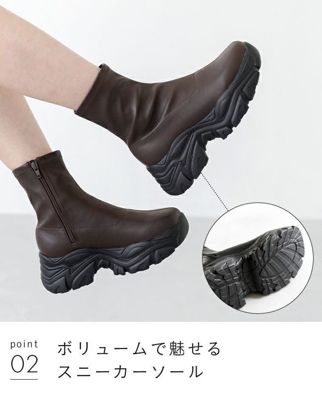menue (メヌエ) 厚底 スニーカーソール ストレッチ ブーツ 送料無料