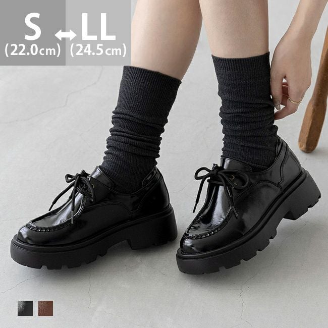 menue (メヌエ) オイルレザー調 レースアップ シューズ 送料無料