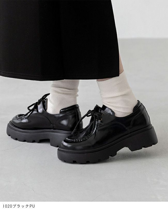 menue (メヌエ) オイルレザー調 レースアップ シューズ 送料無料