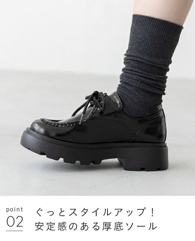 menue (メヌエ) オイルレザー調 レースアップ シューズ 送料無料