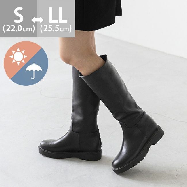 晴雨兼用 ラウンドトゥ ロングブーツ 送料無料 | welleg（ウェレッグ