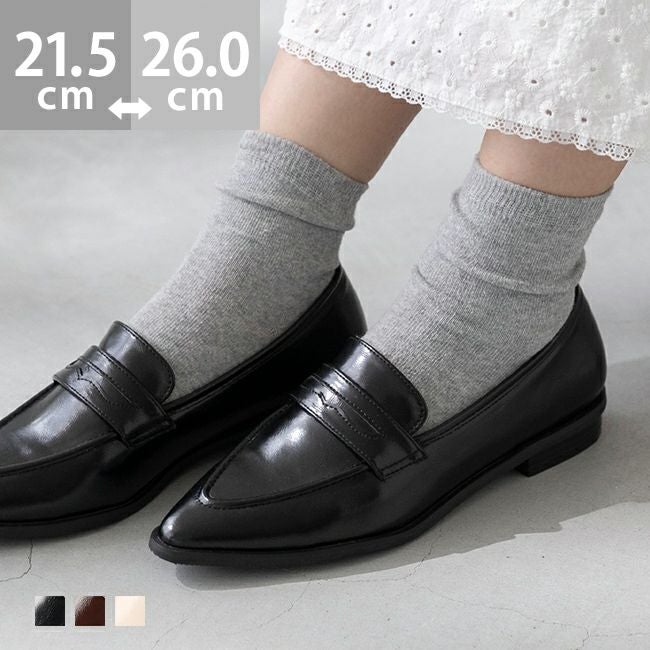 ポインテッドトゥ 2cmヒール ベーシック コインローファー