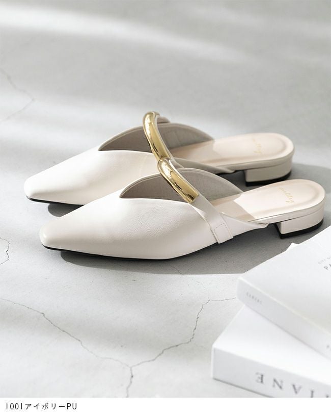 BALDAN ミュール　White 38♡ スクエアトゥ ゴールドメタル ミュールサンダル 送料無料 | welleg