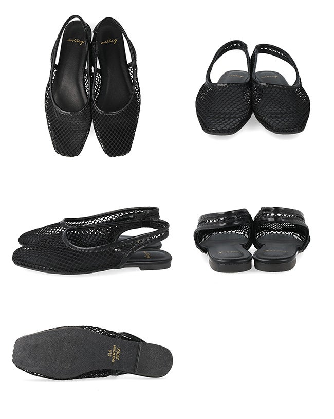 スクエアトゥ バックストラップ メッシュサンダル 送料無料 4月20日頃