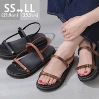 menue (メヌエ) 細ストラップ ビジュー 厚底サンダル